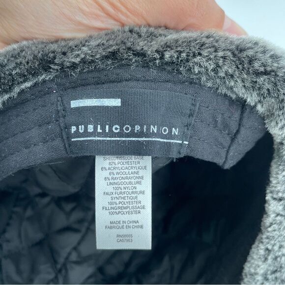 ~Public Opinion Men's Grey Faux Fur Detail Trapper Hat & Glove Set NEW - Picture 7 of 10
